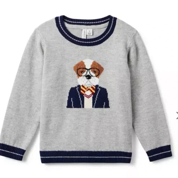 JANIE and JACK THE BULLDOG SWEATER Little boys Size 3 cozy - Picture 9 of 9